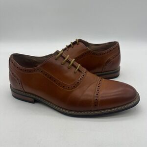 Bruno Marc PRINCE-5 Mens Size 9 Cognac‎  Cap Toe Brogue Brown Oxford Dress Shoes